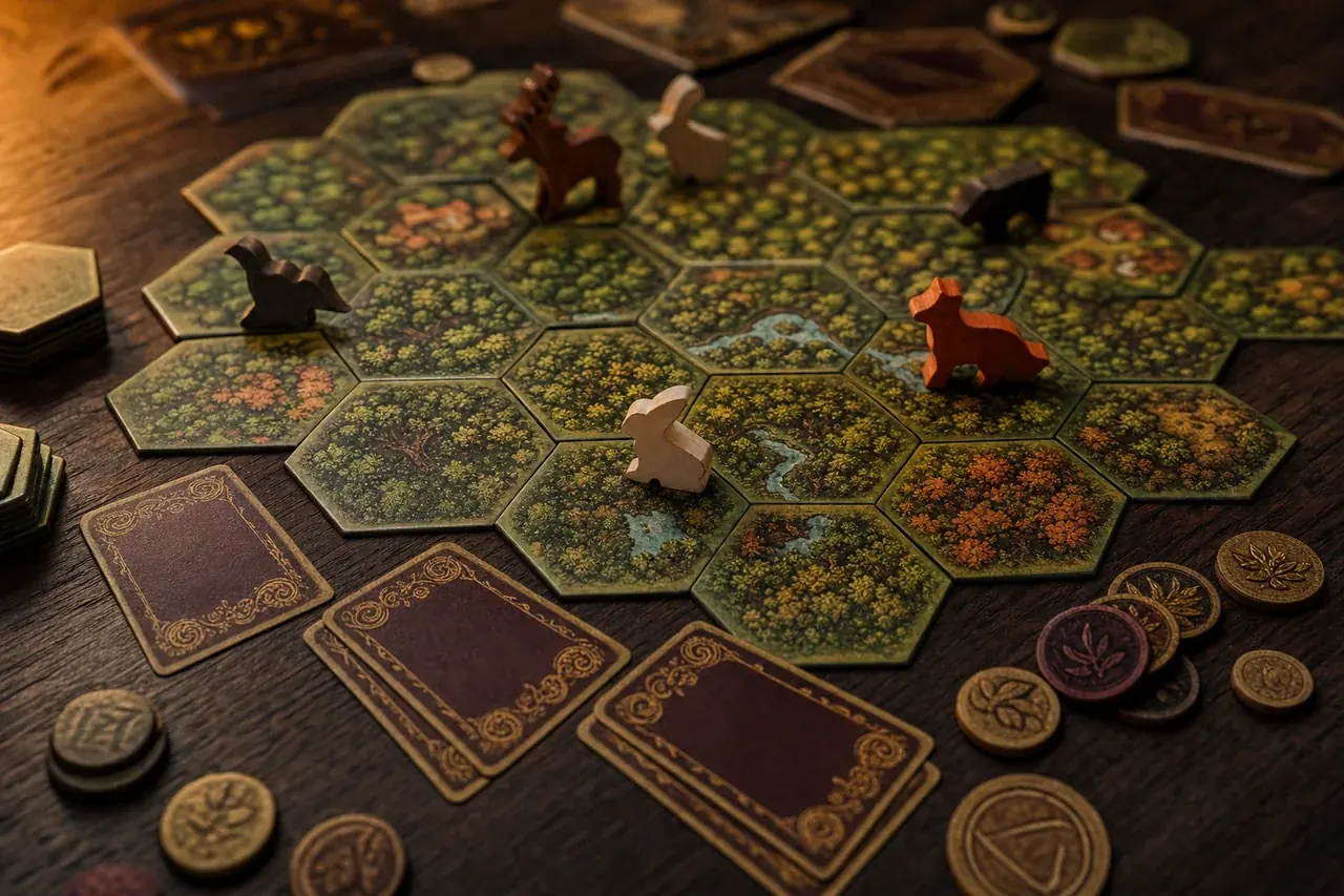 Ambientazione di GranBosco: il gioco da tavolo di piazzamento e identità nascoste