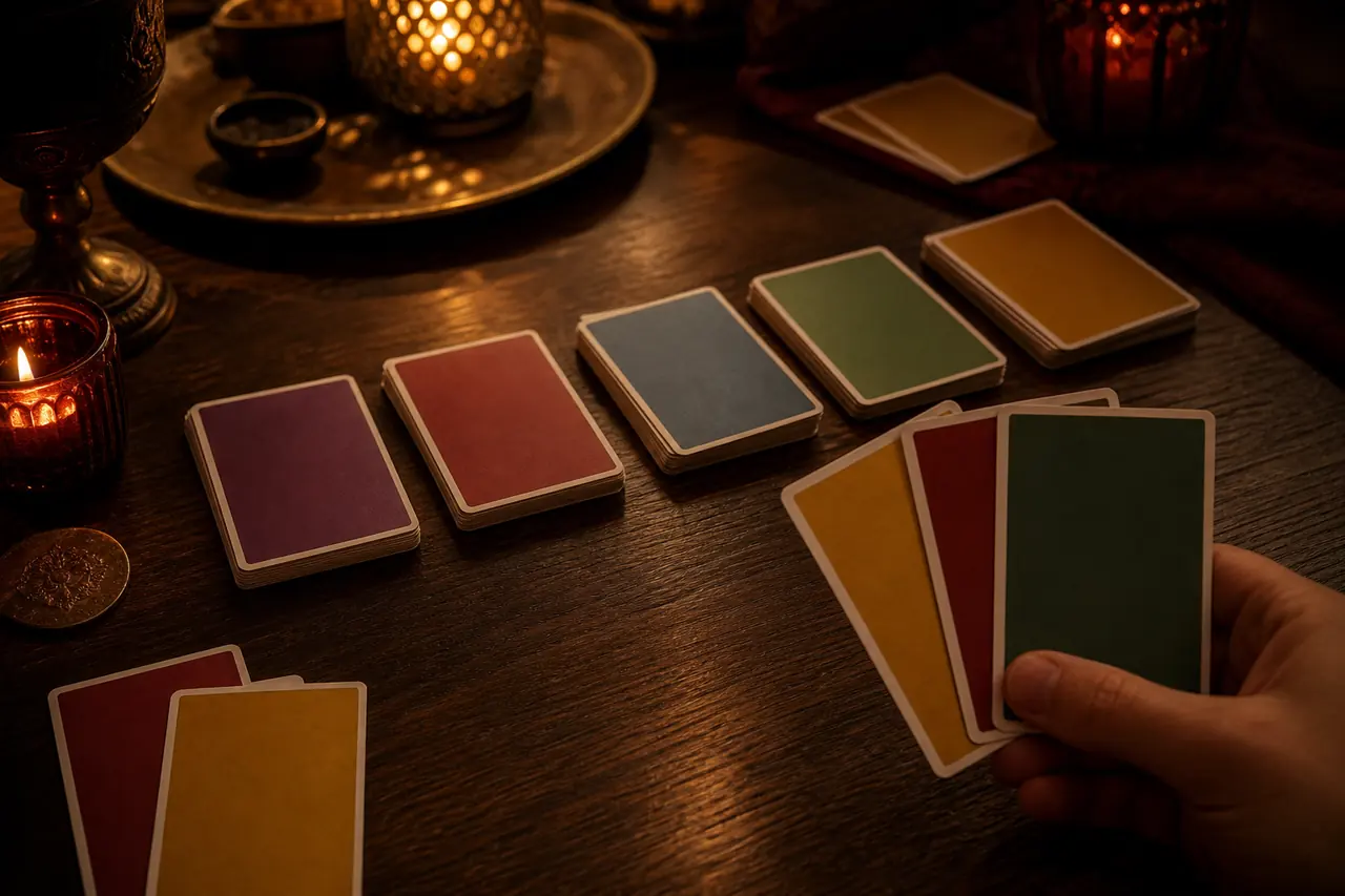 Ambientazione di Nox: il gioco di carte di serie e colori
