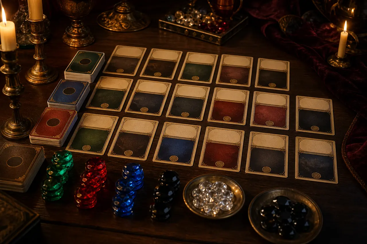 Ambientazione di Splendor: il gioco da tavolo di gemme e prestigio