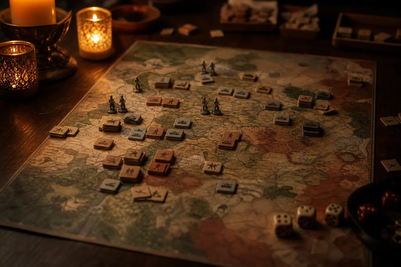 Scena di giochi da tavolo di guerra (wargame)