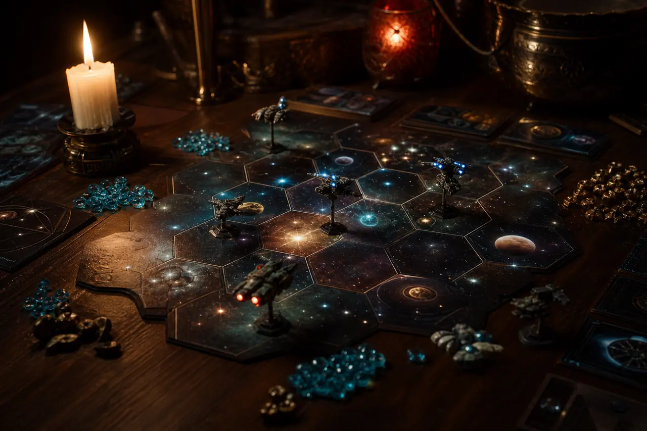 Scena di giochi da tavolo di fantascienza
