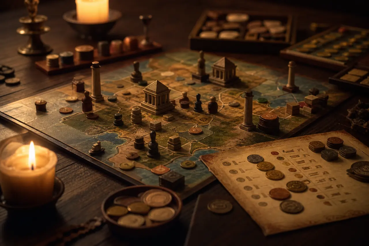 Scena di giochi da tavolo storici